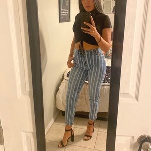 Gap Denim Striped Mom Jeans. Super cute